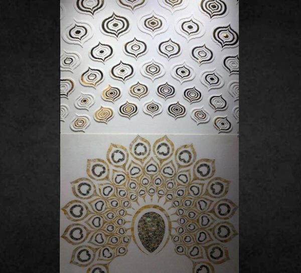 Makrana White Mor Pankh Inlay Mandir - Image 4